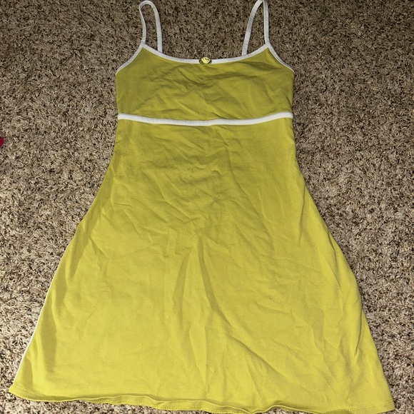 Forever 21 Yellow Green Dress with White Trim - Picture 1 of 3